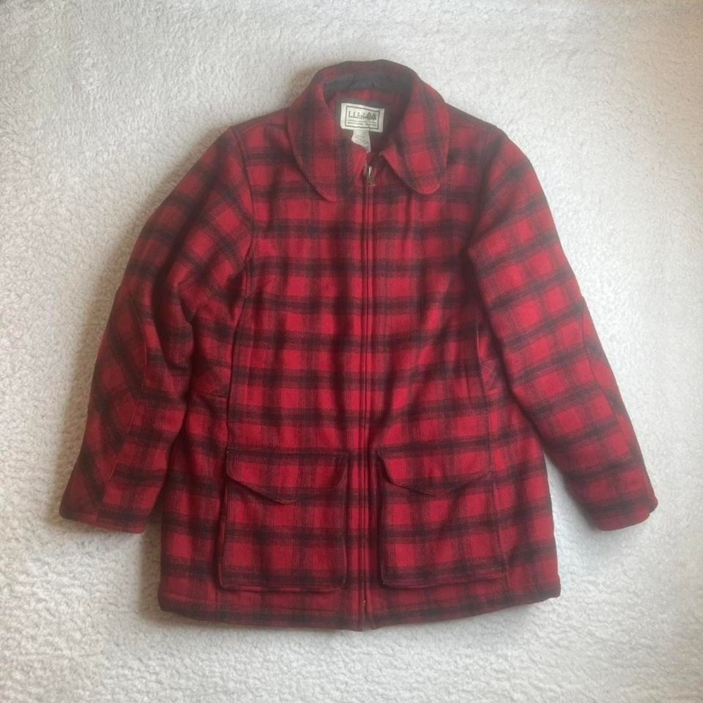 Vintage L.L.Bean Maine Guide Wool Parka full zip buffalo plaid wool 271121 L